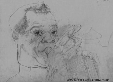 Charcoal drawing techniques - Louis Armstrong
