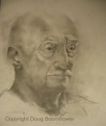 Portrait drawing of Moe, before