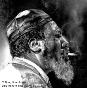 Light and dark of Thelonious Monk's face