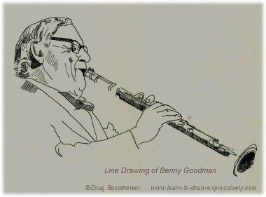 Line drawing of Benny Goodman