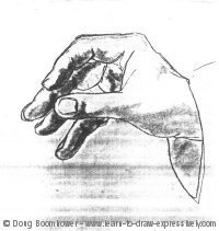 How to draw hands in motion - right hand preliminary drawing
