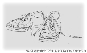 Line drawing of running shoes