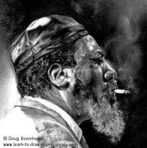 Light and dark of Thelonious Monk's face